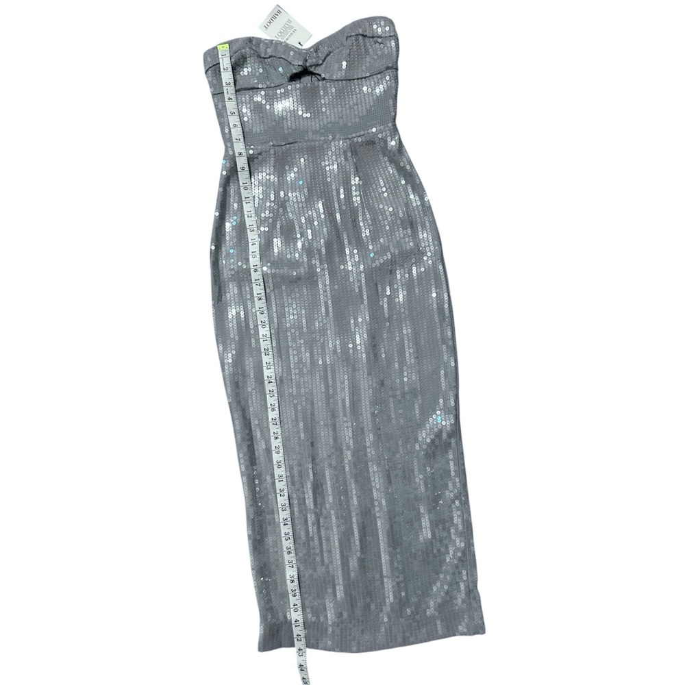BARDOT NWT Cerise Sequin Strapless Midi Dress *Dove Grey 2 - Picture 6 of 16